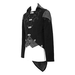 CT14001 devill fashion vintage hook clasp hand embroidered court 3D jacquard Gothic black velvet men jacket