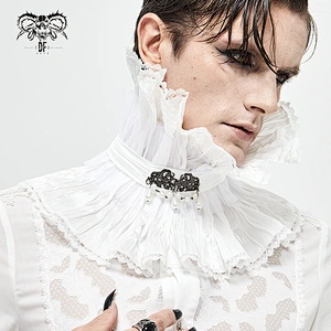 AS07602 gothic  festival noble palace retro white pleated mesh high collar for women and men