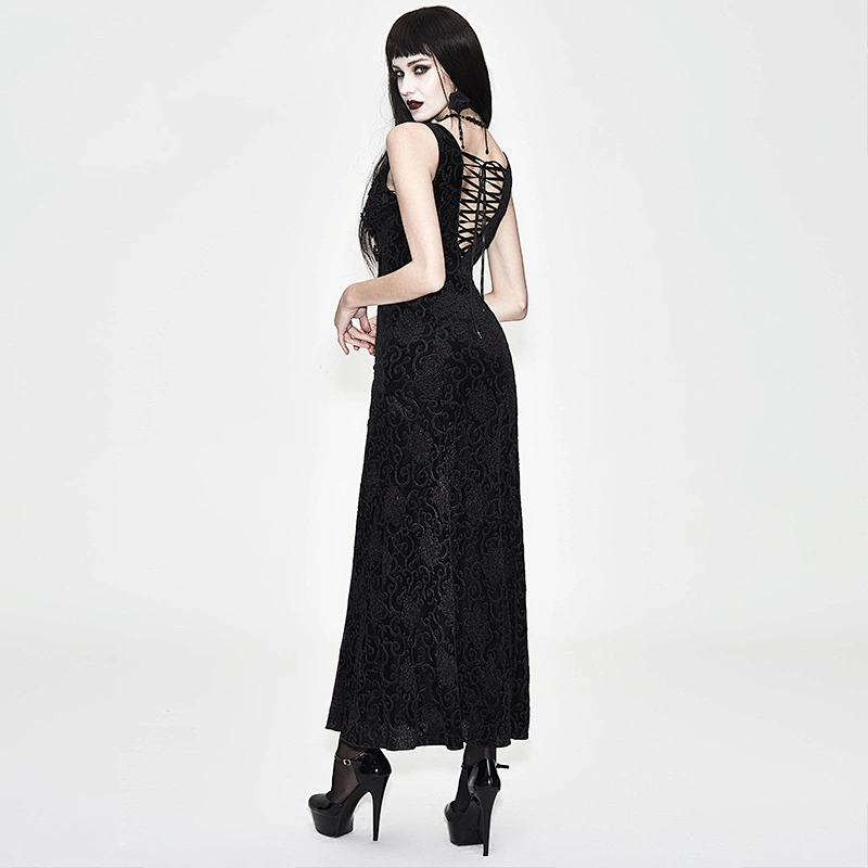 ESKT022 Eva lady purple sexy women gothic long embroidery formal gown package hip dress
