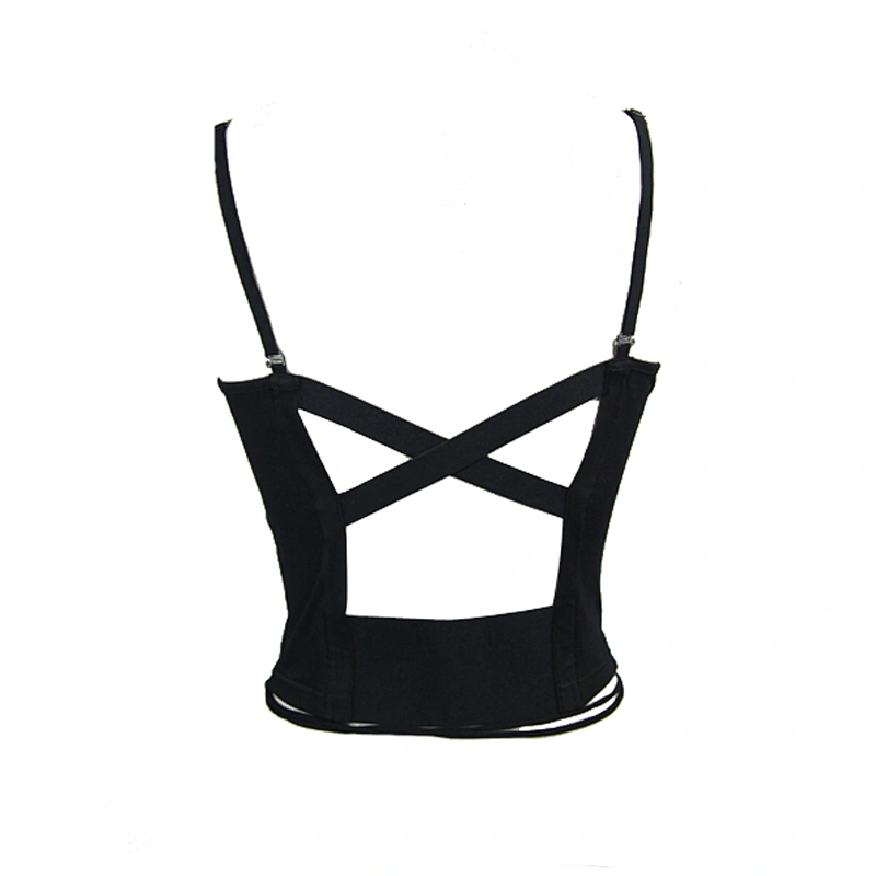 CST004 Devil fashion black backless sexy women punk style lace up vest with cup
