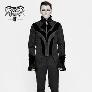 CT165 devill fashion Bird shaped leather embroidery floral Gothic party men swallow-tailed coats