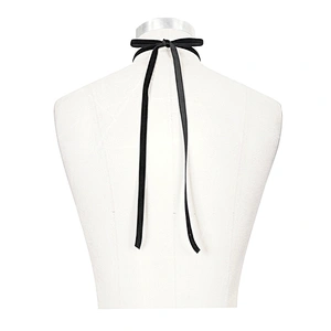 AS07301 Devil fashion sexy women Gothic dark textured jacquard eyelash lace bow jeweled neck tie