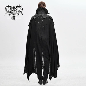 CA017 Devil fashion darkness vampire stand collar punk rock mesh men long cloak with eyelets