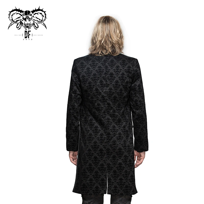 CT051 devil fashion western style party gothic patterned floral flocking men short jackets with braid