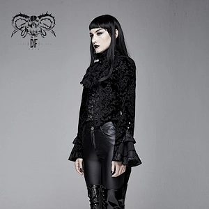 CT13301 party costume mandarin sleeve Paisley jacquard women black gothic short jackets