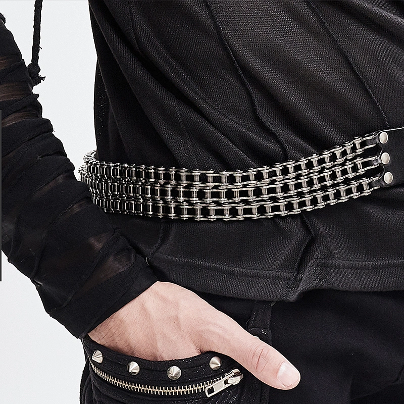 AS070 Devil fashion pants accessory punk rock black men studded leather belts