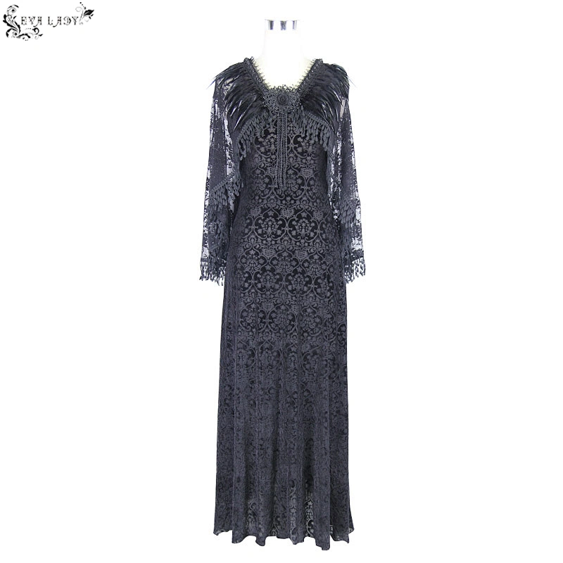 ESKT004 Eva lady party velveteen women long tube dress gothic slip dress with capelet
