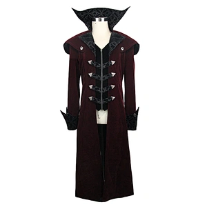 CT06002 brand devil fashion gothic trade show shawl collar velveteen floral men extra long coat with slit