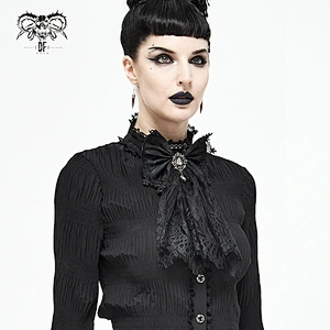 AS07301 Devil fashion sexy women Gothic dark textured jacquard eyelash lace bow jeweled neck tie