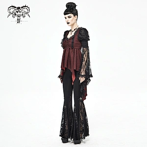 SHT054 Gothic Lolita palace sexy ladies lace lantern sleeve wine women chiffon blouse