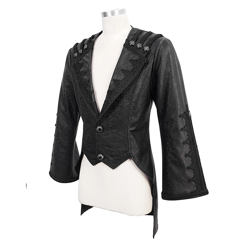 CT167 western stylish original design dark grain short in front and long in back Gothic event fitted men coats