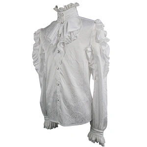 SHT03302 Devil fashion Gothic festival palace high collar Paisley ruffled men shirts with bow tie