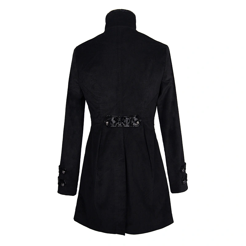 CT023 Devil Fashion designer high collar leather loops noble velvet gothic long coats for men