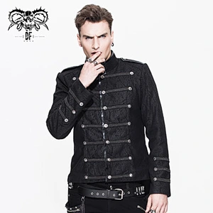 CT035 Floral patterned short front and long back military uniform men slim short jackets