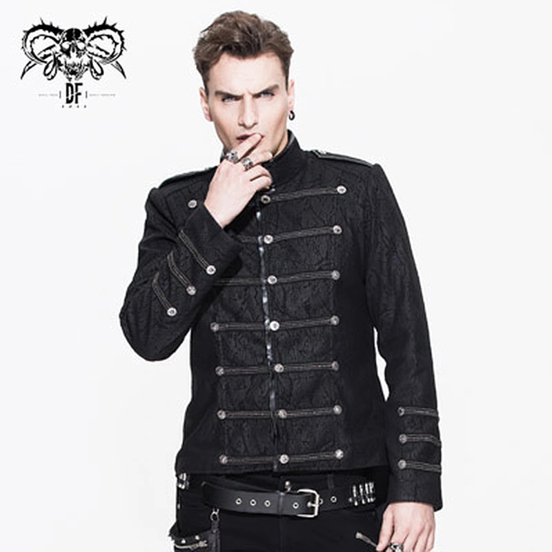 CT035 Floral patterned short front and long back military uniform men slim short jackets