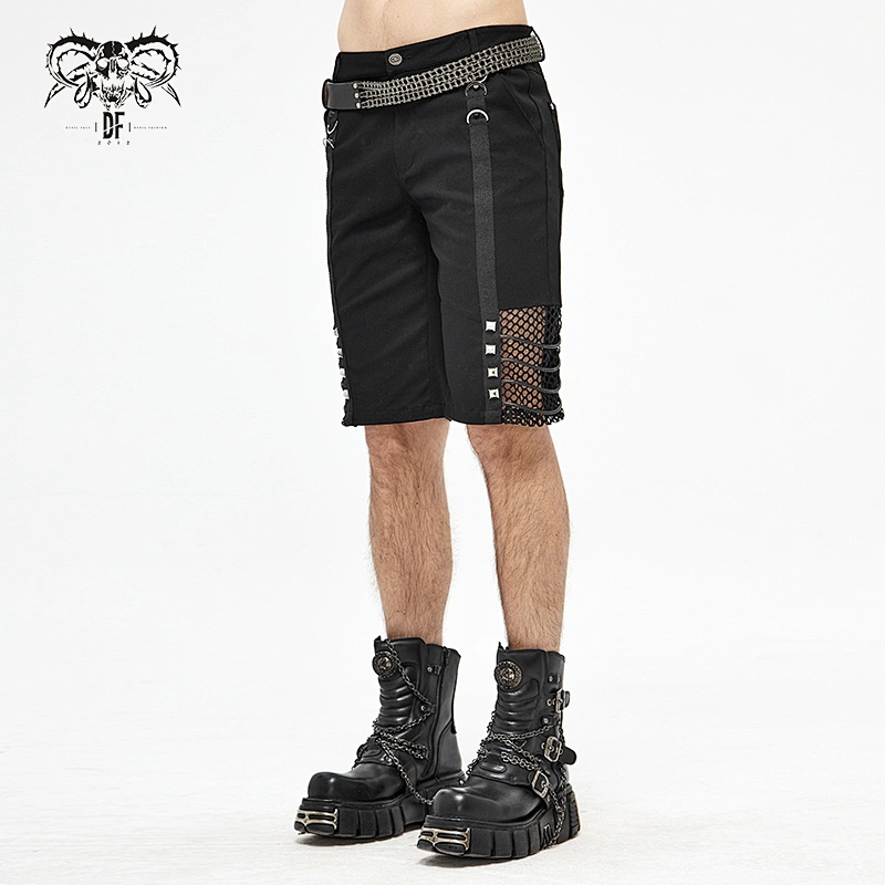 PT140 Devil fashion summer new items punk rough rope mesh spliced nailed men fifth trousers