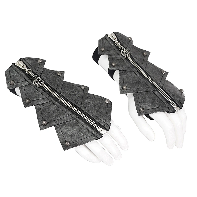 GE01701 devil fashion punk rock armor style nailed men leather gloves with zipper