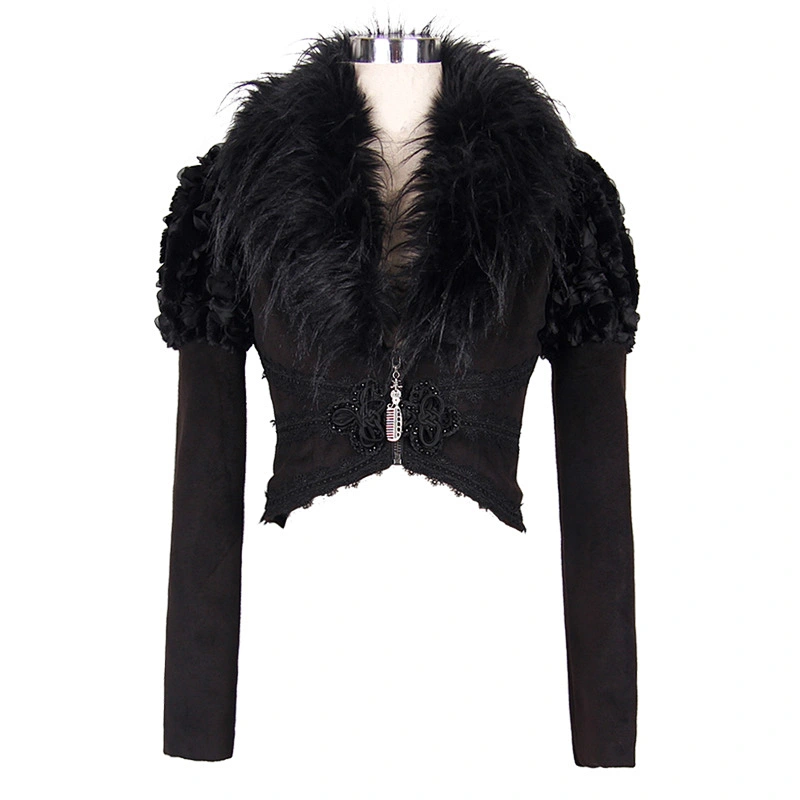 CT012 Devil fashion winter Halloween embroidered women gothic short jackets with lace