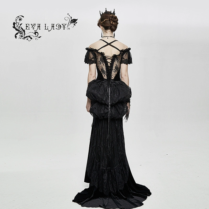 ECST004 Eva lady gown fancy costume gothic see through sexy lace corset with tail