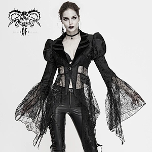 CT138 Devil fashion Gothic festival deep V puff sleeves lace cuff semi-transparent sexy ladies jackets