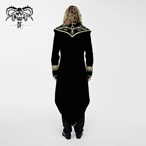 CT05501 western fashion palace golden embroidery spiral ribbons velveteen gothic patterned men long coat