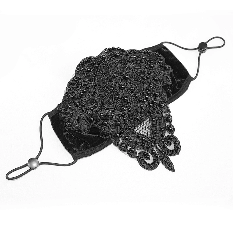 MK019 Devil fashion Carnival ornament Gothic sexy women lace beading velvet face mask