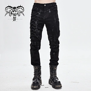 PT112 Devil fashion hand painted slim Punk mecha men bandage straight trousers