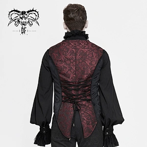 WT05602 gothic palace floral patterned red chinese frog buttons aristocratic men waistcoat