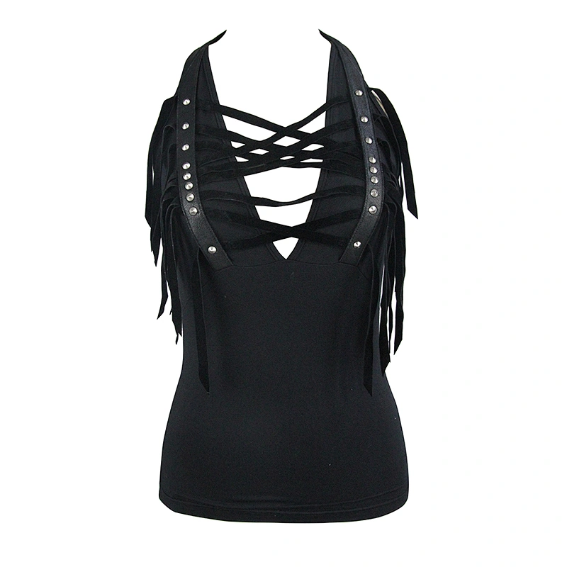 TT111 summer daily bandage chest backless nailed club sexy women black halter vest