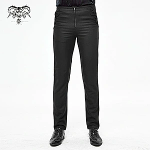 PT13901 Devil fashion Gothic wedding simple style floral braid black fitted men trousers