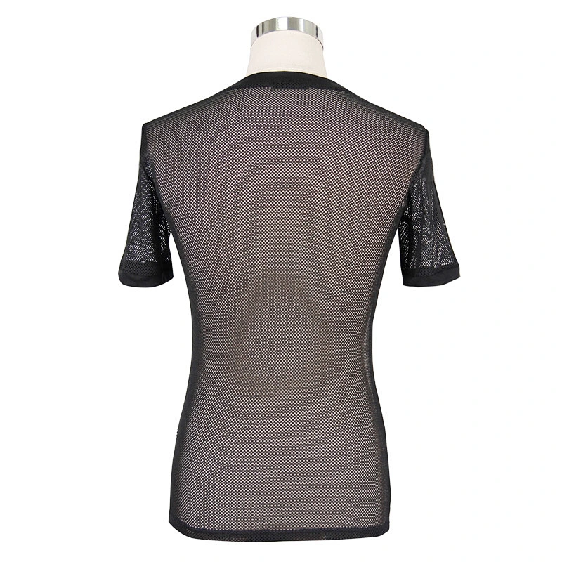 TT039 Summer American fashion exhibition Diamond shaped mesh basic style short sleeve punk men T-shirts
