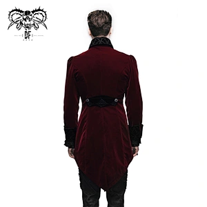 CT02202 western style wine stand collar velvet gothic event zipper up gorgeous palace fitted men swallow-tailed coats