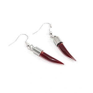 AS086 Vampire sterling silver hook glass bucktooth shaped pendant sexy women red gothic Earrings
