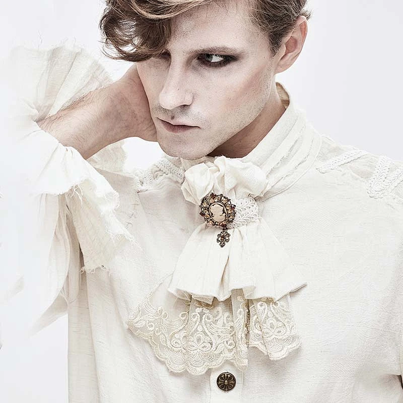 AS058 Devil fashion steampunk white men lace neck ties for shirt