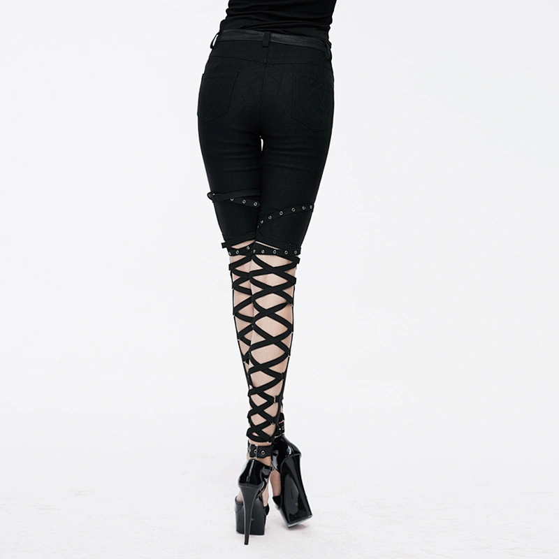 PT060 Devil fashion punk daily life style hollow out sexy women stretchy bandage leggings