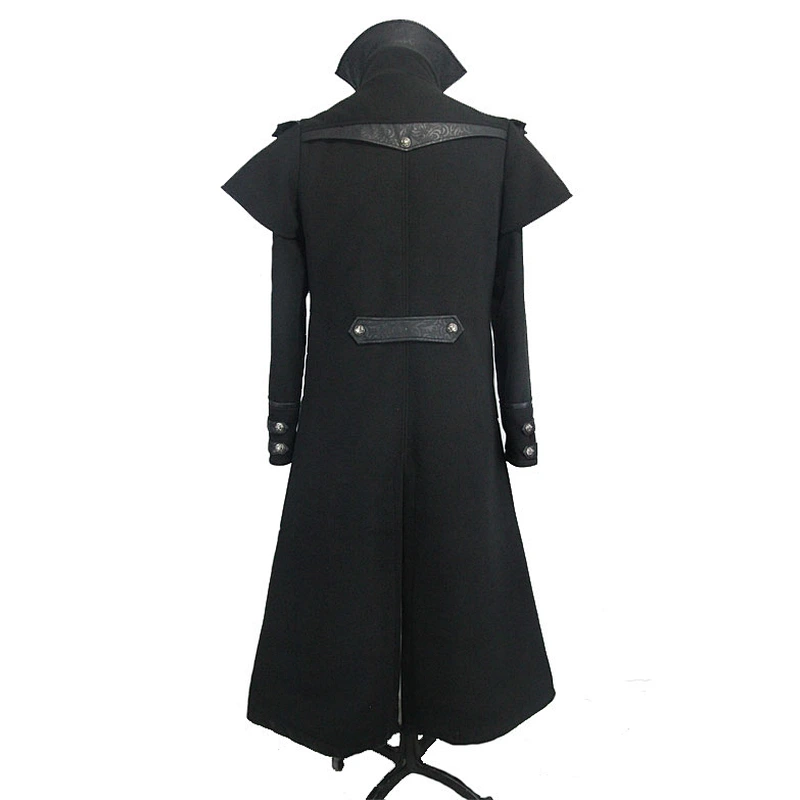 CT042 Winter warm chinese knot high collor Gothic woollen men long trench coat