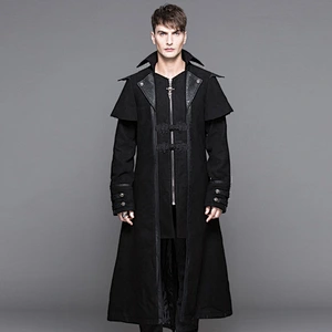 CT042 Winter warm chinese knot high collor Gothic woollen men long trench coat