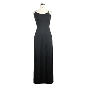 SKT034 everyday summer Five-pointed star back Modal black women mid-length suspender dress
