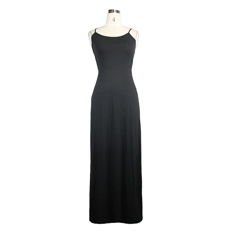 SKT034 everyday summer Five-pointed star back Modal black women mid-length suspender dress
