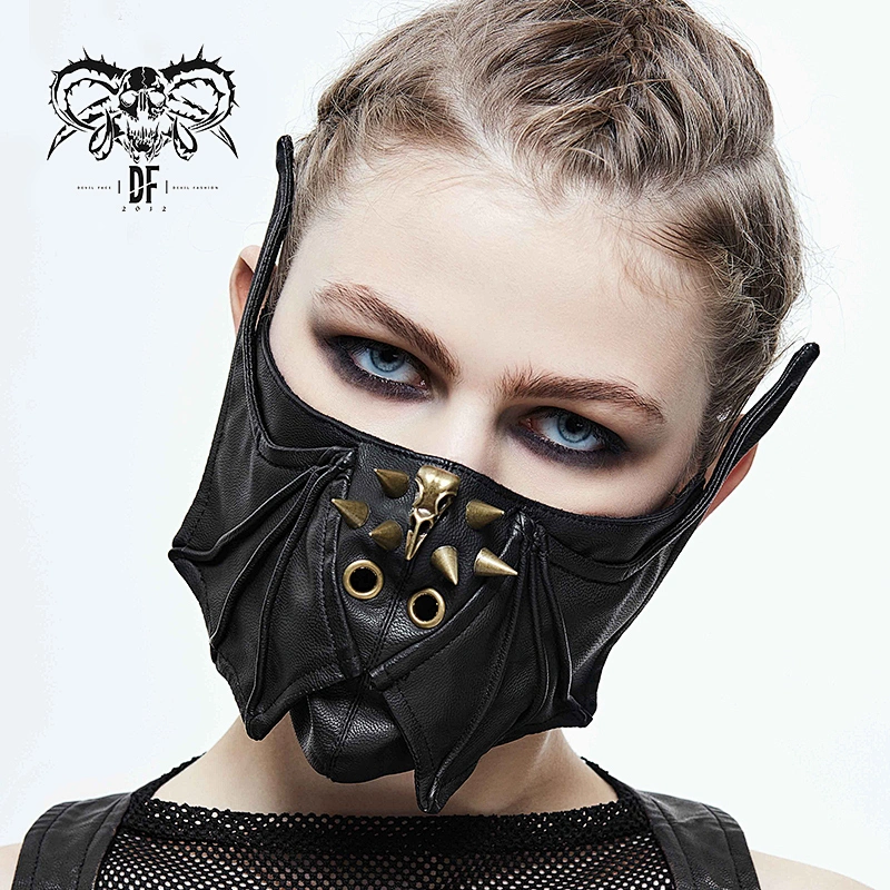 MK016 Devil fashion designer gold bird headed bat shape women and men punk spiked leather mask