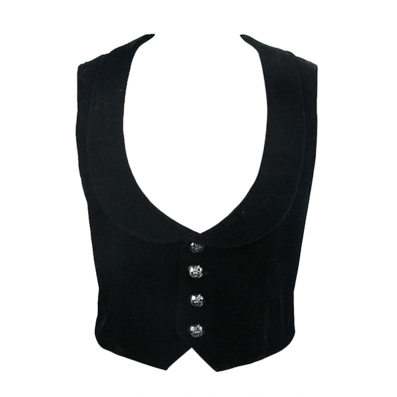 WT031 autumn gothic wedding men classic styles open chest black velveteen short waistcoat