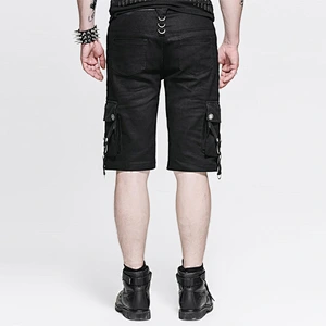PT029 Devil fashion band everyday summer wear zipper decoration black punk rock men shorts