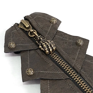 GE01702 devil fashion steampunk armor style adjusted ribbons skull pendant men leather gloves
