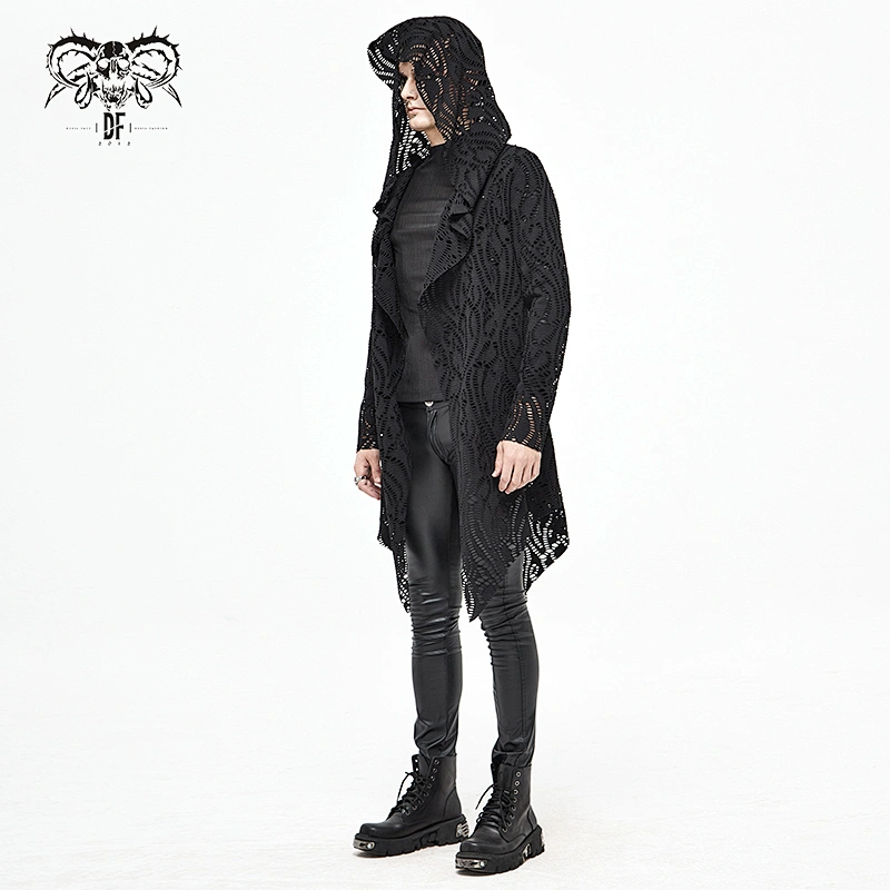 CT168 Devil fashion new designs Autumn daily life darkness men holes hooded long coat