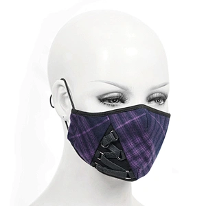MK042 Devil fashion sexy women punk Scottish asymmetrical purple mask with ribbons