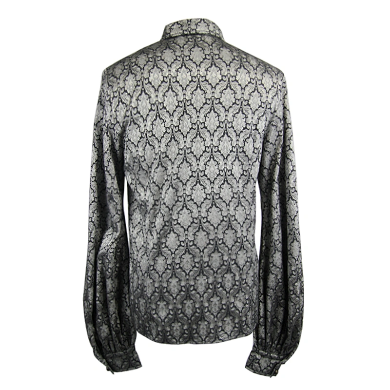 SHT026 Devil fashion black and silver Gothic basic style men jacquard shirts with bow tie