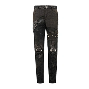 PT117 Devil fashion movie dirty hand painted brown wasteland punk ragged men trousers