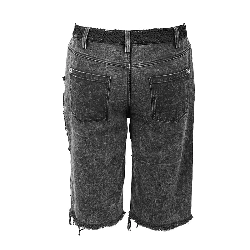 PT113 Devil fashion ruined and decadence band punk grey rivets spiked ragged men middle jeans