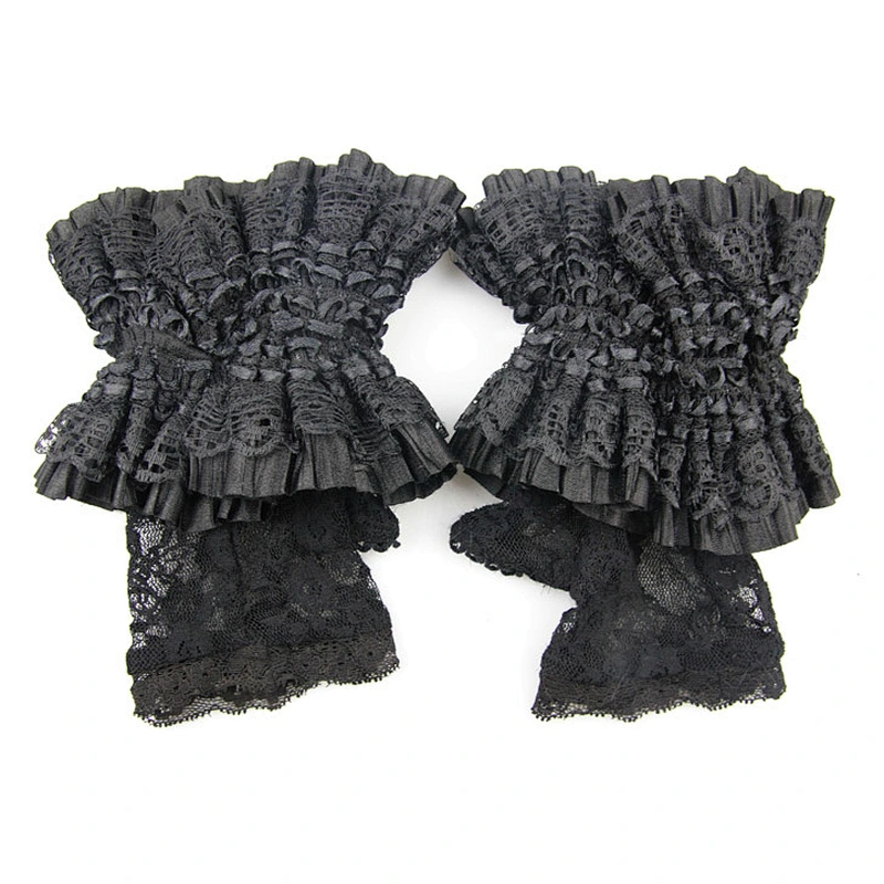 GE007 Devil Fashion skull butterfly metal clasp gothic party sexy women rose multiple laces black short gloves