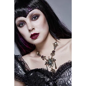 EAS006 Eva lady distressed alloy artificial jewel and acrylic pearls victoria ancient golden vintage necklace